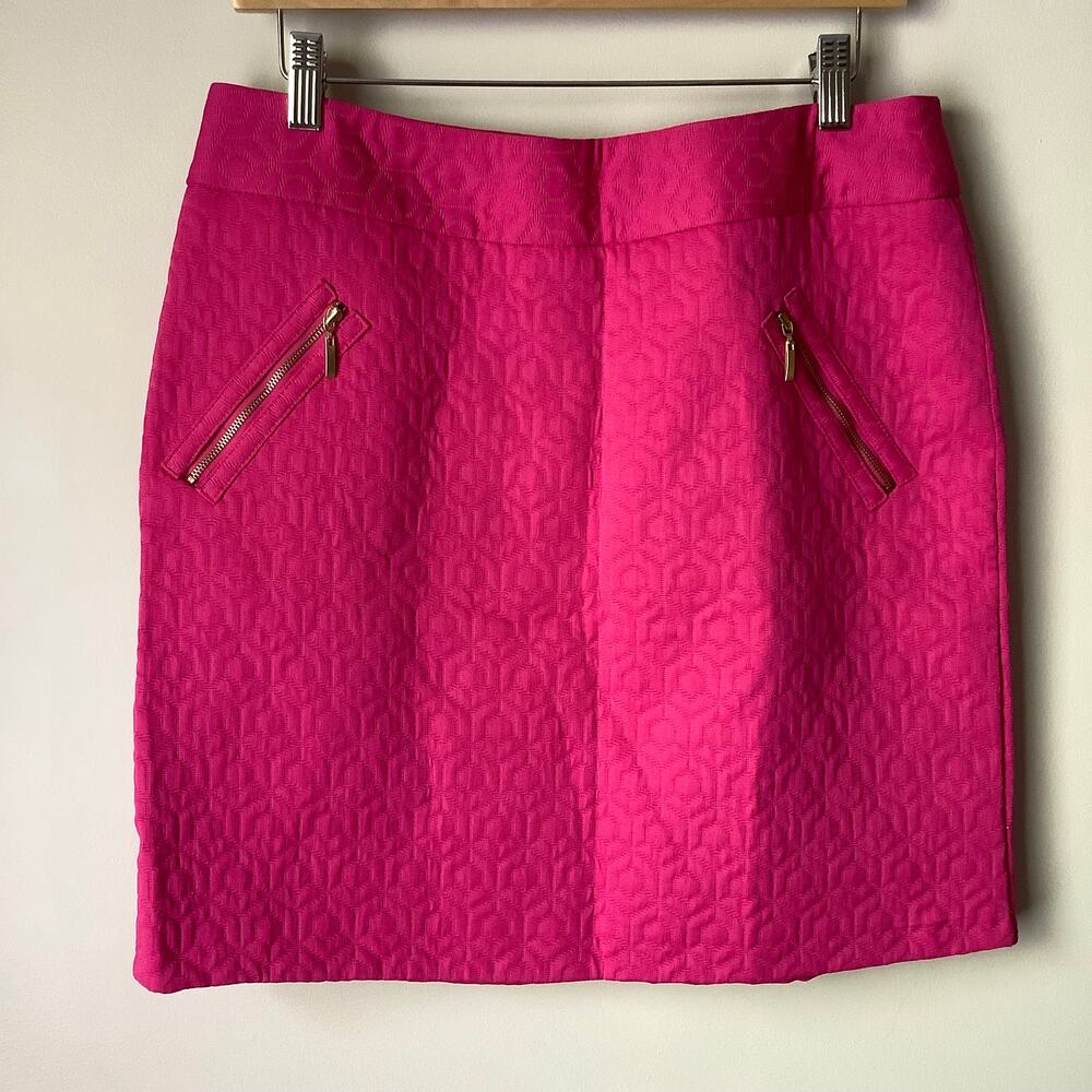 Worthington Womens Barbiecore Pink Textured Zippered Pockets Mini Skirt Size 10